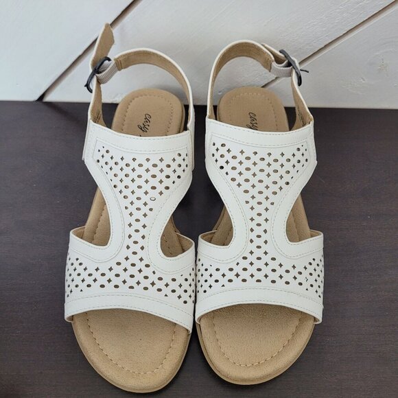 NEW Easy Street Alba Womens White Slingback Cut out Sandals 8M - Picture 3 of 10